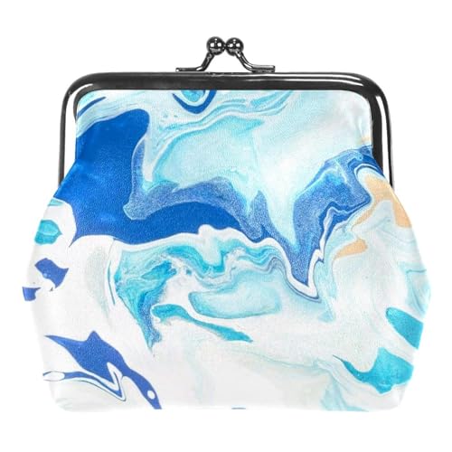 Oudrspo Multi-2 Blau weiß Marmor Münzgeldbörse Vintage Beutel Münztasche Damen Portemonnaie Kussverschluss Kosmetiktasche Schminktasche Verschluss Clutch von Oudrspo
