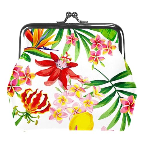 Oudrspo Multi-3 Blumen und Früchte Damen Kiss Lock Geldbörsen und Handtaschen Umhängetasche Schnalle Geldbörse von Oudrspo