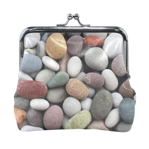 Oudrspo Multi 3 Damen-Geldbörse aus Leder, Hasp-Kartenschlüssel, Wechselgeldbörse, Kiss Lock, Clutch, Tasche, Damenhandtasche mit Kleiner Schnalle, Bedruckt, Kieselsteinstruktur von Oudrspo