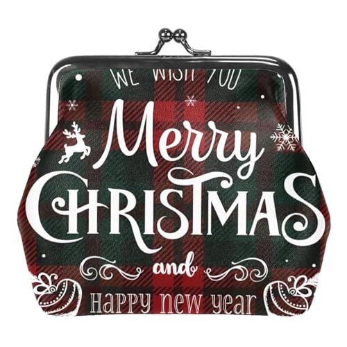 Oudrspo Multi-4 Geldbörsen für Damen mit Schnalle und Kussverschluss, mit Motiv „Frohe Weihnachten und EIN glückliches neues Jahr von Oudrspo