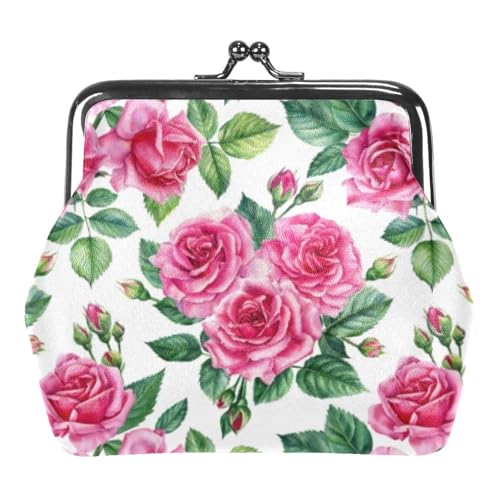Oudrspo Multi-4 Rose Münzgeldbörse Vintage Beutel Münztasche Damen Geldbörse Kiss Lock Kosmetiktasche Schminktasche Clutch mit Verschluss, 11x12 cm von Oudrspo