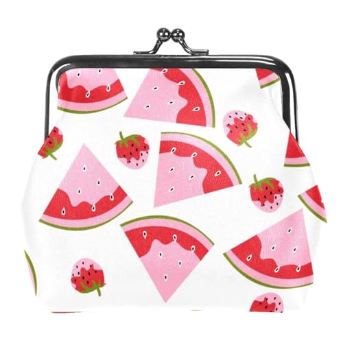 Oudrspo Multi-8 Rosa Wassermelonen Damen Kiss Lock Geldbörsen und Handtaschen Umhängetasche Schnalle Geldbörse von Oudrspo