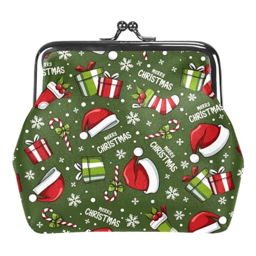 Oudrspo Multi-9 Frohe Weihnachten (2) Damen-Geldbörse, klein, kompakt, Vintage-Geldbörse, Damen-Geldbörse mit Reißverschluss und Kussverschluss von Oudrspo