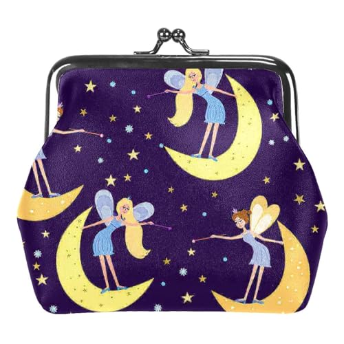 Oudrspo Multi-9 Hübsche Mädchen und Mond Damen-Geldbörse mit Schnalle, Geldbörse mit Kussverschluss von Oudrspo