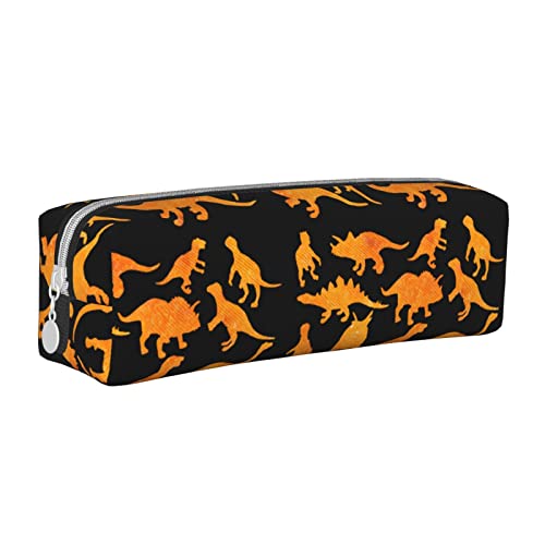 Oudrspo Niedlicher Dinosaurier-Huhn-Nuggets-Bleistiftbeutel, rundes Stiftetui, tragbarer Bleistiftbeutel, Leder-Organizer mit Reißverschluss, Kosmetiktasche von Oudrspo