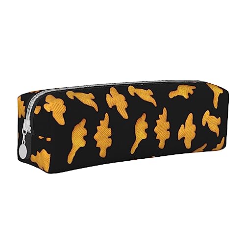 Oudrspo Niedlicher Dinosaurier-Huhn-Nuggets-Bleistiftbeutel, rundes Stiftetui, tragbarer Bleistiftbeutel, Leder-Organizer mit Reißverschluss, Kosmetiktasche von Oudrspo