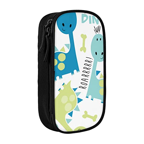 Oudrspo Niedlicher Dinosaurier bedrucktes großes Federmäppchen, langlebiges Federmäppchen, tragbare Schreibwarentasche, Schreibwaren-Organizer von Oudrspo