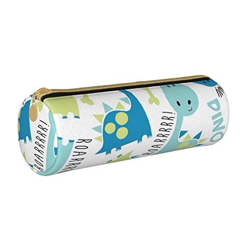Oudrspo Niedliches Dinosaurier-bedrucktes Leder-Reißverschluss-Bleistift-Etui, tragbare Schreibwarentasche, Organizer-Schreibwaren-Etui, Unisex von Oudrspo
