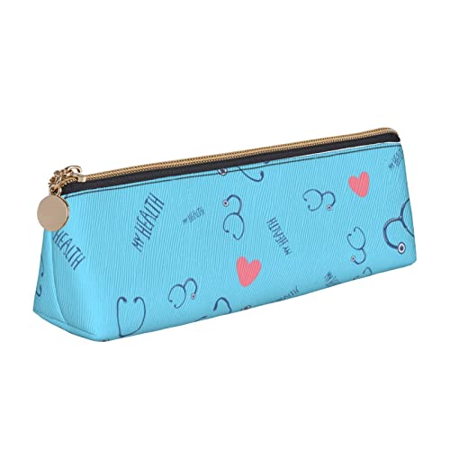 Oudrspo NurseTheme Federmäppchen, dreieckiges Stiftetui, tragbares Federmäppchen, Leder-Organizer mit Reißverschluss, Kosmetiktasche von Oudrspo