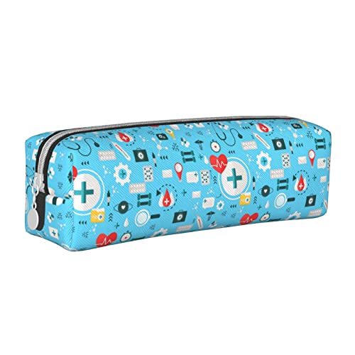 Oudrspo NurseTheme Federmäppchen, rund, Stiftetui, tragbar, Leder-Organizer mit Reißverschluss, Kosmetiktasche von Oudrspo