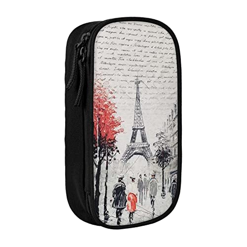 Oudrspo Paris Street Eiffelturm Gemälde Bedruckt Großes Federmäppchen, langlebiges Federmäppchen, tragbare Schreibwarentasche, Schreibwaren-Organizer von Oudrspo