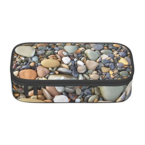 Oudrspo Pebble Stone Bedrucktes, langlebiges Federmäppchen, Schreibwarenetui mit Reißverschlussfach, tragbares Federmäppchen mit großer Kapazität von Oudrspo
