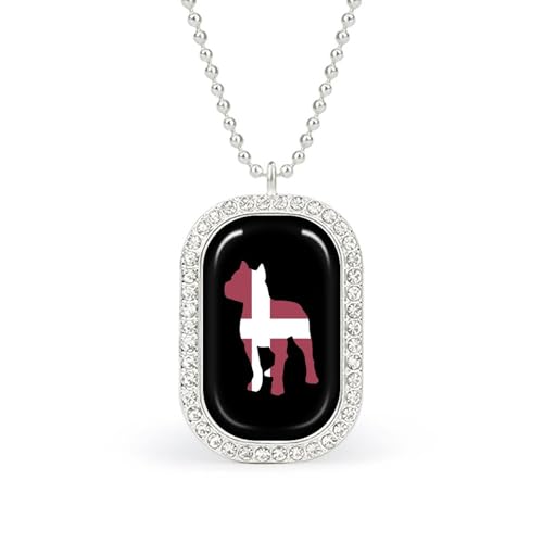 Oudrspo Pitbull Dänemark Flagge Glänzende quadratische weiße Diamant-Halskette für Frauen Diamant-Anhänger Schmuck Kette Geschenk Oudrspo Pitbull Dänemark Flagge Glänzende quadratische weiße Diamant-Halskette für Frauen Diamant-Anhänger Schmuck Kette Geschenk von Oudrspo