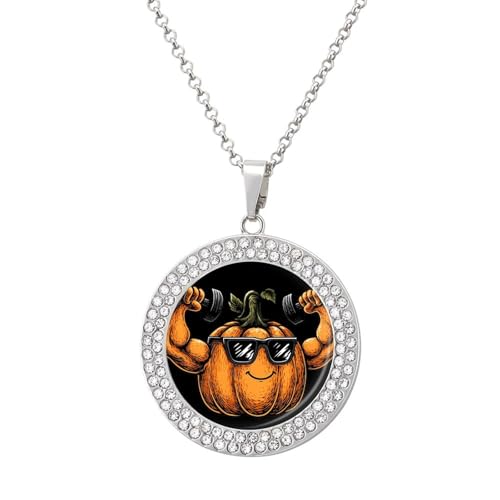 Oudrspo Power Pumpkin Gewichtheben Anhänger Halskette für Frauen Diamant Halsketten Kreis Oudrspo Power Pumpkin Gewichtheben Anhänger Halskette für Frauen Diamant Halsketten Kreis von Oudrspo