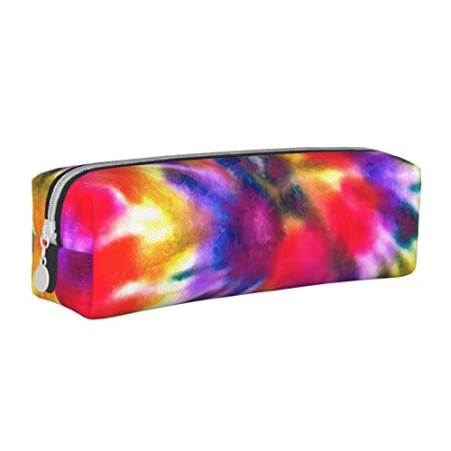 Oudrspo Psychedelic Tie Dye Bleistiftbeutel, rundes Stiftetui, tragbarer Bleistiftbeutel, Leder-Organizer mit Reißverschluss, Kosmetiktasche von Oudrspo