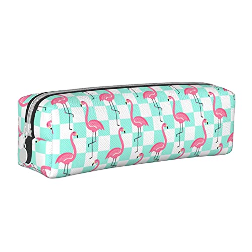 Oudrspo Rosa Flamingo-Tier-Federmäppchen, rundes Stiftetui, tragbares Federmäppchen, Leder-Organizer mit Reißverschluss, Kosmetiktasche Oudrspo Rosa Flamingo-Tier-Federmäppchen, rundes Stiftetui, tragbares Federmäppchen, Leder-Organizer mit Reißverschluss, Kosmetiktasche von Oudrspo