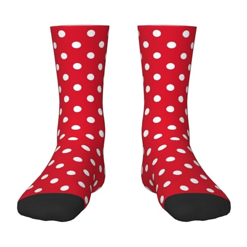 Oudrspo Rot-weiße Punkte, lustiger Crew-Strumpf, 3D-Socken für Erwachsene, Frauen, Männer, Teenager, Geschenke, Jungen, Baby von Oudrspo