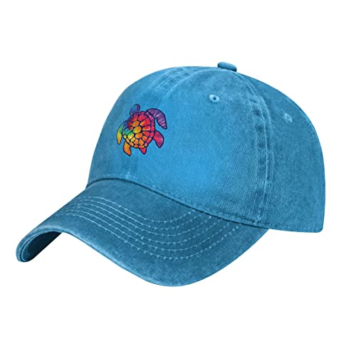 Oudrspo Schildkröte Regenbogen Tie Dye Hut Männer Frauen Baseball Cap Papa Hut verstellbare unkonstruierte Schlichte Kappe von Oudrspo