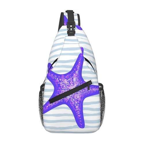 Oudrspo Seashell Starfish Ocean Lobster Sling Bag for Men Women Adjustable Shoulder Sling Backpack Lightweight Chest Crossbody Bags for Travel Hiking von Oudrspo