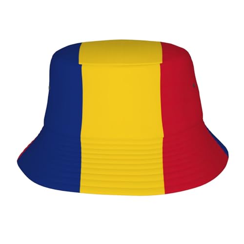 Oudrspo Sonnenschutzhut mit rumänischer Flagge, Strandhut, Fischerhut für Angelausflüge im Sommer im Freien, UV-Schutz, Unisex, Schwarz von Oudrspo