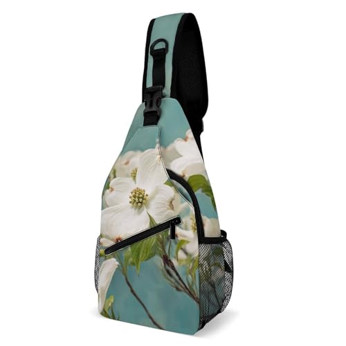 Oudrspo Spring Dogwood Blossoms Sling Bag for Men Women Crossbody Backpack Spring Dogwood Blossoms Crossbody Bag Chest Bags for Travel Sport von Oudrspo
