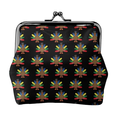 Oudrspo Stil (187) Münzgeldbörse „Happy Thanksgiving Turkey Schwarz Vintage Beutel Schnalle Clutch Tasche Kiss-Lock Wechselgeldbörse, Schicke Geldbörse Wahl von Oudrspo