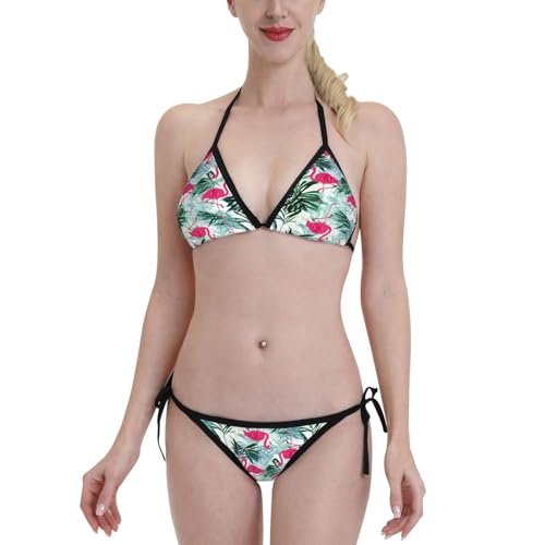 Oudrspo Tropischer Flamingo-Gay-Pride-Flagge, Damen-Bikini-Set mit Neckholder und seitlicher Krawatte, 2-teiliger Badeanzug, sexy Tanga-Badebekleidung Oudrspo Tropischer Flamingo-Gay-Pride-Flagge, Damen-Bikini-Set mit Neckholder und seitlicher Krawatte, 2-teiliger Badeanzug, sexy Tanga-Badebekleidung von Oudrspo