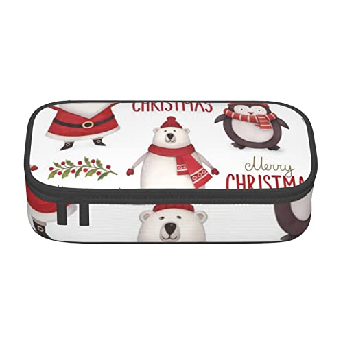 Oudrspo Weihnachten Weihnachtsmann Bedrucktes, langlebiges Federmäppchen mit Reißverschlussfach, tragbares Federmäppchen mit großer Kapazität von Oudrspo