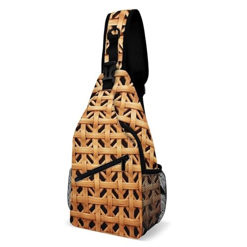 Oudrspo Wicker Woven Grid Sling Bag für Männer Frauen Crossbody Rucksack Whale Crossbody Bag Brusttaschen für Reisen Sport von Oudrspo