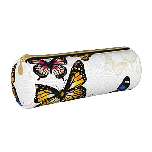 Oudrspo Wunderschönes Federmäppchen aus Leder mit Schmetterlingsdruck, tragbare Schreibwarentasche, Organizer, Schreibwarenetui, Unisex von Oudrspo