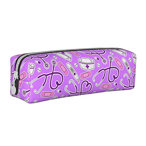 OudrspoPattern Still-Bleistifttasche, rundes Stiftetui, tragbarer Bleistiftbeutel, Leder-Organizer mit Reißverschluss, Kosmetiktasche von Oudrspo