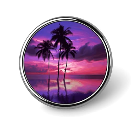 Palme, lila Sonnenuntergang, Anstecknadel für Männer, supersüße Weihnachtsmann-Modebrosche – süße Emaille-Abzeichen, Anstecknadel aus Aluminiumlegierung für Hüte, Hemden, Taschen, Jacken und Accessoir von Oudrspo