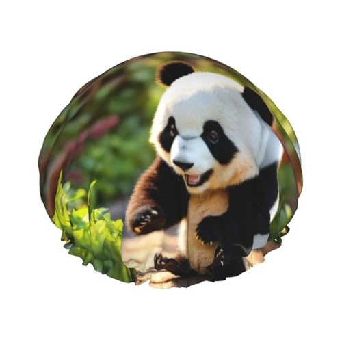 Panda Print DoubleShower Cap Badeduschhauben Damen Herren Duschhauben Salon Heimgebrauch von Oudrspo