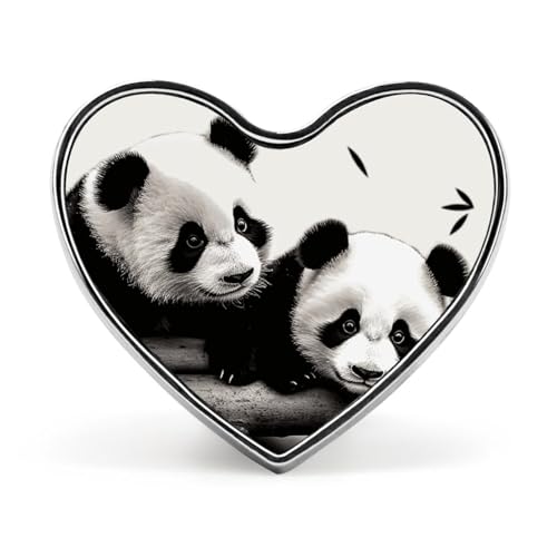 Pandas-Modebrosche – Schwarz-weiße Pferde, 2,5 cm, süße Emaille-Herz-Anstecker, Metall-Anstecknadeln für Männer und Frauen, dekorative Metall-Anstecknadel für Hüte, Hemden, Taschen, Jacken und Accesso von Oudrspo