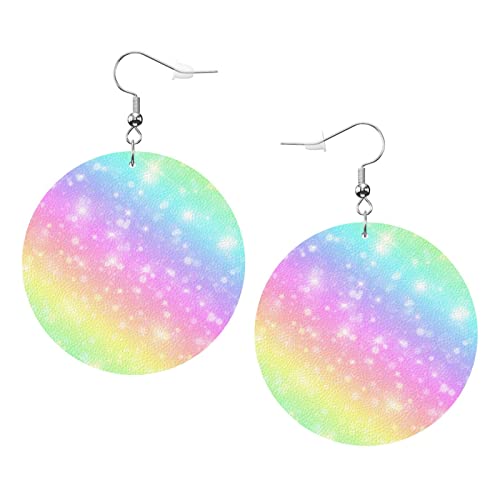 Pastellfarbene Wolken-Ohrringe, Batik-Textur, runde Form, Leder-Ohrring, leichter baumelnder Damen- und Mädchen-Schmuck, perfekt für den Alltag von Oudrspo