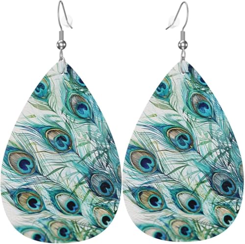 Pfauenfeder Grün Halloween Kürbis mit Flaggen Mond Leder Tropfen Ohrringe Für Frauen Dekorationen von Oudrspo