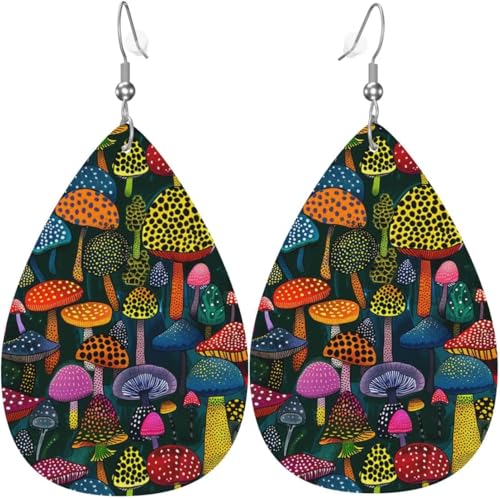 Pilz Halloween Kürbis mit Flaggen Mond Leder Tropfen Ohrringe für Frauen Dekorationen von Oudrspo