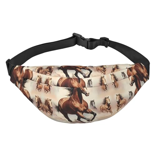 Prancing Brown Horse Stilvolle und praktische Gürteltasche für Frauen - Bequeme Gürteltasche für Outdoor-Aktivitäten, Lauf-Gürteltasche, von Oudrspo