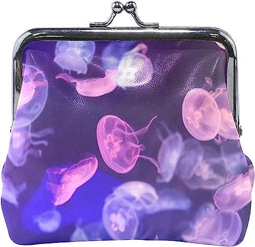 Purple Jellyfish Coin Purse Retro Money Pouch with Kiss-Lock Buckle Wallet Bag Card Holder for Women and Girls von Oudrspo