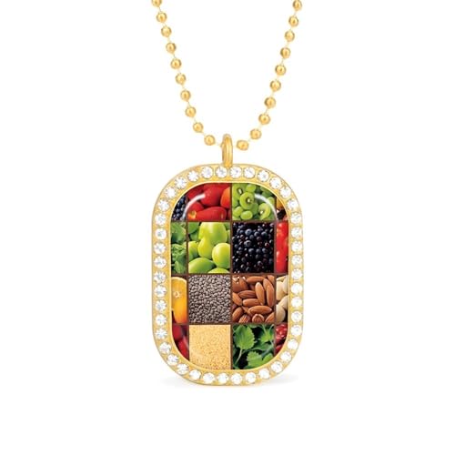 Quadrate aus Obst und Gemüse, die eine individuelle Halskette für Frauen essen, rechteckige Anhänger, Halsketten, Modeschmuck, Geschenke, Gold und Silber Quadrate aus Obst und Gemüse, die eine individuelle Halskette für Frauen essen, rechteckige Anhänger, Halsketten, Modeschmuck, Geschenke, Gold und Silber von Oudrspo