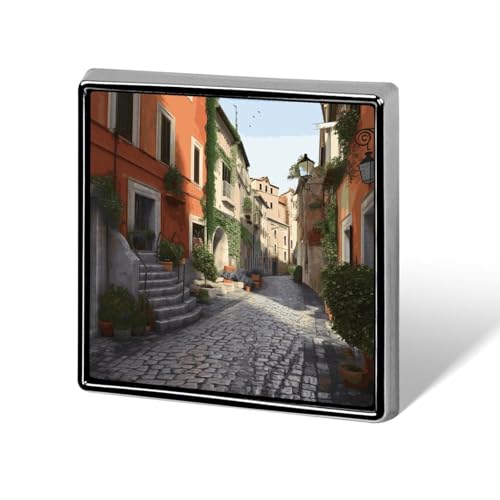 Quadratische Anstecknadeln, quadratische Brosche, Abzeichen für Rucksäcke oder Revers, Revers-Accessoire „Street of Italy Quadratische Anstecknadeln, quadratische Brosche, Abzeichen für Rucksäcke oder Revers, Revers-Accessoire „Street of Italy von Oudrspo