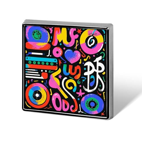 Quadratische Anstecknadeln, quadratische Brosche, Abzeichen für Rucksäcke oder Revers, Revers-Accessoire im Musik-Graffiti-Stil von Oudrspo