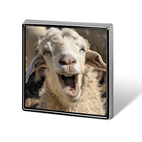 Quadratische Anstecknadeln, quadratische Brosche, Abzeichen für Rucksäcke oder Revers, beiges Revers-Accessoire mit Ziegengesicht Quadratische Anstecknadeln, quadratische Brosche, Abzeichen für Rucksäcke oder Revers, beiges Revers-Accessoire mit Ziegengesicht von Oudrspo