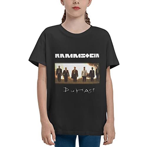 Ramm-Stein Sommer Basic T-Shirt für Mädchen, Rundhalsausschnitt, Teenager-T-Shirts, Kurze Ärmel, Oberteile, lässige Baumwolle von Oudrspo