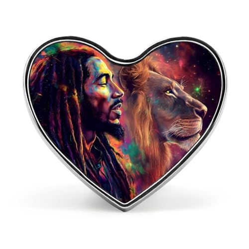 Rasta Lion Jamaican Herren Herz Abzeichen Unisex Metall Memorial Reel Pin Revers Brosche Button Kleid Mantel Zubehör für Rucksack Hochzeit von Oudrspo