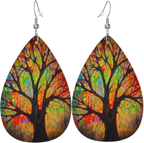 Regenbogen-Baumblätter, weihnachtliche grüne Blätter, Leder-Tropfenohrringe für Frauen, Weihnachtsdekoration Regenbogen-Baumblätter, weihnachtliche grüne Blätter, Leder-Tropfenohrringe für Frauen, Weihnachtsdekoration von Oudrspo