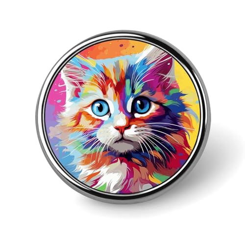 Regenbogen-Cartoon-Katzen-Anstecknadel für Herren. Regenbogen-Cartoon-Katzen-Modebrosche – süße Emaille-Anstecker, Metall-Anstecknadel aus Aluminiumlegierung für Hüte, Hemden, Taschen, Jacken und Acce von Oudrspo