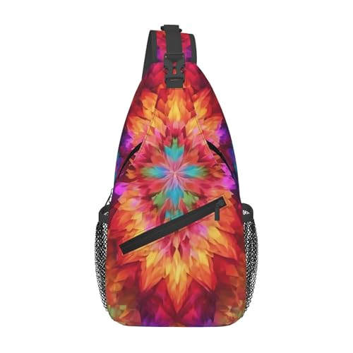 Retro Leaves Palm Pattern Sling Backpack Crossbody Bag, Chest Bag Daypack for Outdoors Hiking Traveling von Oudrspo