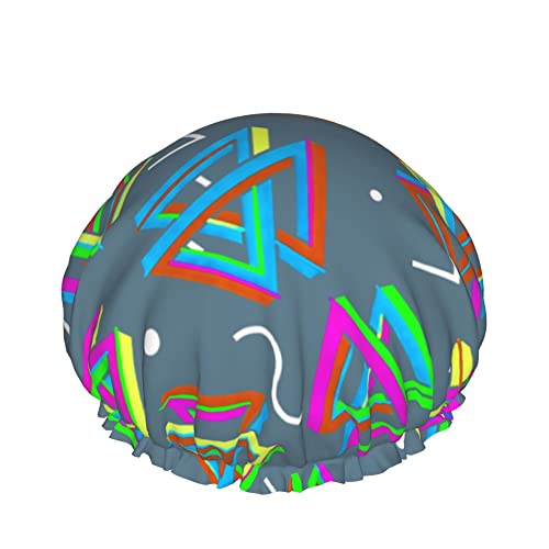 Retro-Loop-Dreieck-Badekappen für Kinder, Haarkappe, wiederverwendbare Duschkappen, weiche und elastische Dusch-Haarkappe für langes Haar, kurzes Haar, lockiges Haar von Oudrspo