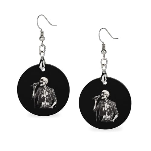 Rock N'Roll Skelett Klassische Holzohrringe Federleichte künstlerische Anhänger-Ohrringhaken Vintage-Schmuck für Frauen von Oudrspo